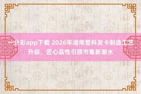 一分彩app下载 2026年湖南塑料发卡制造工艺升级，匠心品性引颈市集新潮水