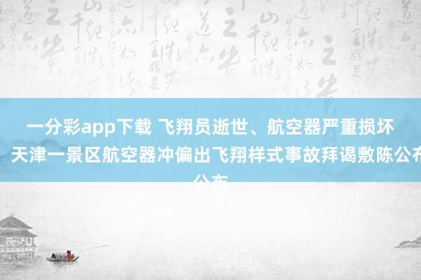 一分彩app下载 飞翔员逝世、航空器严重损坏！天津一景区航空器冲偏出飞翔样式事故拜谒敷陈公布