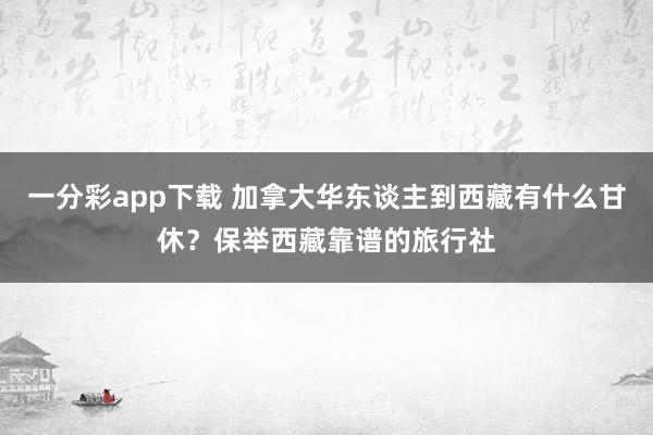 一分彩app下载 加拿大华东谈主到西藏有什么甘休？保举西藏靠谱的旅行社