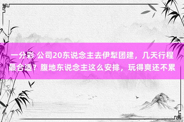 一分彩 公司20东说念主去伊犁团建，几天行程最合适？腹地东说念主这么安排，玩得爽还不累