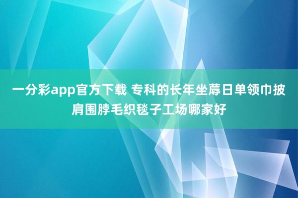 一分彩app官方下载 专科的长年坐蓐日单领巾披肩围脖毛织毯子工场哪家好