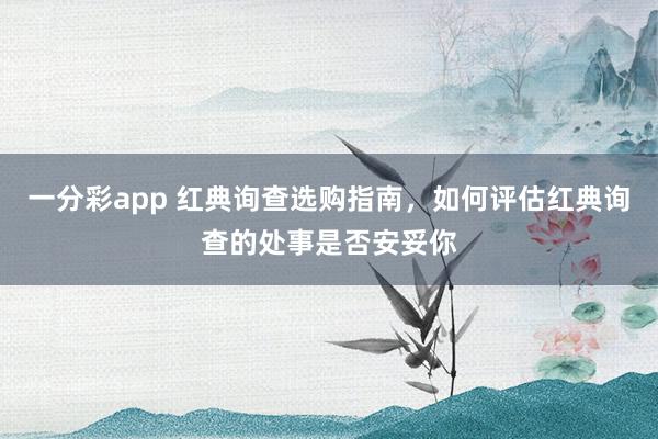 一分彩app 红典询查选购指南，如何评估红典询查的处事是否安妥你