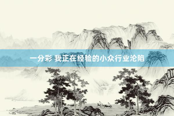 一分彩 我正在经验的小众行业沦陷